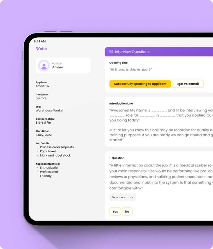 Vette product interface